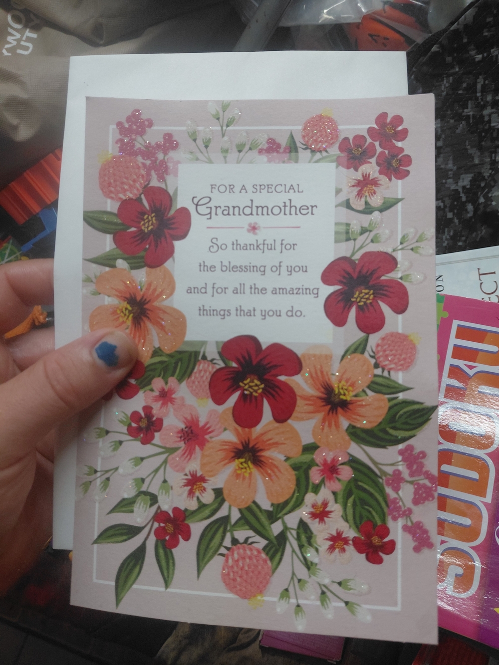 For a Special Grandmother Greeting Cardfloral greeting card hallmark glitter
